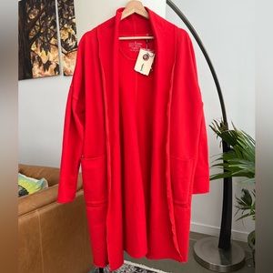 NWT Neon Buddha Oversized Long Red Cotton Jacket / Cardigan / Wrap